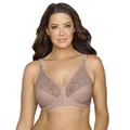 EXQUISITE FORM Front Close Wireless Plus Size Posture Bra with Lace, Size 38C, Walnut