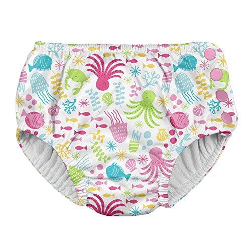i play. Green Sprouts by Baby Toddler Girls' Snap Reusable Swim Diaper, White Sea Pals, 3 Years