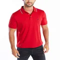 Nautica Men's Classic Fit Short Sleeve Dual Tipped Collar Polo Shirt, Nautica Red, Large