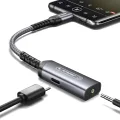 JSAUX USB C to 3.5mm Headphone and Charger Adapter,2-in-1 AUX Mic Jack with PD 60W Fast Charging,Compatible for Earphones Samsung S23/S22/S21,iPad Pro,Pixel-Grey
