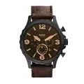 Fossil Men's JR1487 Nate Stainless Steel Watch with Brown Leather Band