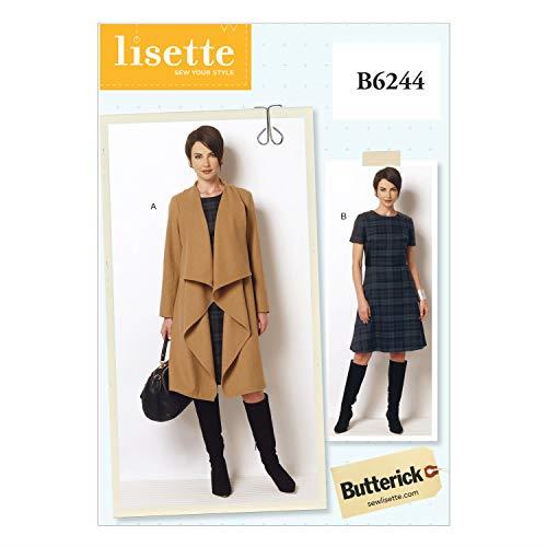 Butterick 6244 Women's Draped Collar Coat and Dress - Size 18W-20W-22W-24W