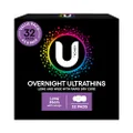 U by Kotex Ultrathin Overnight Pads Long with Wings 32 Count (4 x 8 Pack) - Packaging May Vary
