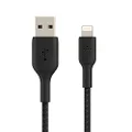 Belkin BoostCharge Braided Lightning to USB-A Cable, Black, 1 Meter Length