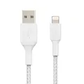 Belkin BoostCharge Braided Lightning to USB-A Cable, White, 2 Meter Length