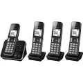 Panasonic DECT Digital Cordless Phone with Answering Machine and 4 Handset (KX-TGD324ALB), Black