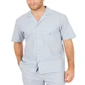 Nautica Men's Short Sleeve 100% Cotton Soft Woven Button Down Pajama Top, Grey, XX-Large