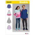 Simplicity 9028 Girl's and Boys' Sewing Pattern Knot Tops with Hoodie, Size 8-10-12-14-16
