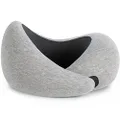 OSTRICHPILLOW GO Travel Pillow with Memory Foam for Airplanes, Car, Neck Support for Flying, Power Nap Pillow, Travel Accessories for Women and Men - Colour Grey