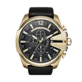 Diesel Men's DZ4344 Mega Chief Gold Black Leather Watch, One Size