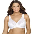EXQUISITE FORM Front Close Wireless Plus Size Posture Bra with Lace, Size 40D, White