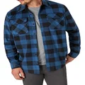 Wrangler Authentics Men's Long Sleeve Plaid Fleece Shirt, Blue Buffalo Plaid, Medium