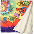 Liquid Blue Mens Spiral Shrooms Hippy Tie Dye Warm Coral Fleece Throw Blanket, Multicolor, 50 X 60 US, Multicolor
