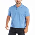 Nautica Men's Classic Fit Short Sleeve Solid Soft Cotton Polo Shirt, Rivieria Blue Solid, Large