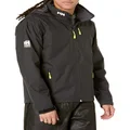 Helly-Hansen Men's Crew Hooded Midlayer Fleece Lined Waterproof Raincoat Jacket, 990 Black, X-Large, 990 Black, X-Large