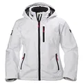 Helly Hansen Women's Crew Hooded Waterproof Windproof Breathable Rain Jacket, 001 White, X-Large, 001 White, X-Large