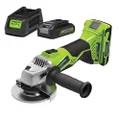 Greenworks 24V Angle Grinder Kit with 2Ah Battery and Fast Charger, 11.5 cm