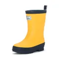 Hatley Kids' Big Classic Rain Boots, Yellow and Navy, 1 US Youth