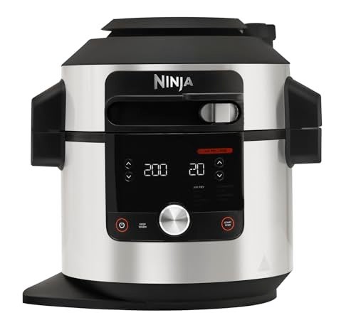 Ninja Foodi SmartLid Multi Cooker, 7.5L Capacity, 3 Modes, 14 Functions, 1 Smartlid, Additional SteamCrisp Functionality, OL650, Grey and Stainless Steel