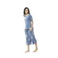 INK+IVY Pajamas for Women-Rayon Spandex Short Sleeve and Capri Pants Pj Set Nightwear, Casual Soft Breathable Sleepwear, Bohemian Dusty Blue, Large