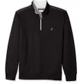 Nautica Men's 1/4 Zip Pieced Fleece Sweatshirt, True Black, Medium