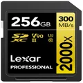 Lexar Professional 2000x SD Card 256GB, SDXC UHS-II Memory Card, Up to 300MB/s Read, for DSLR, Cinema-Quality Video Cameras (LSD2000256G-BNNNG), Black and Gold