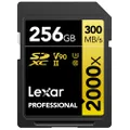 Lexar Professional 2000x SD Card 256GB, SDXC UHS-II Memory Card, Up to 300MB/s Read, for DSLR, Cinema-Quality Video Cameras (LSD2000256G-BNNNG), Black and Gold