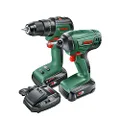 Bosch Home & Garden 18V 2 Piece Universal Kit: Brushless Hammer/Drill Driver, Impact Driver, 2 x 2.5Ah Batteries and 3.0Ah Fast Charger