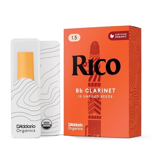 Rico by D'Addario Bb Clarinet Reeds, Strength 1.5, 10-pack | Rico Organic Bb Clarinet Reeds offer uniform response, easy execution, warm tone and reliable performance.