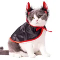 Legendog Cat Costume Halloween Pet Costumes Red Velvet Pet Cape with Hat Pet Apparel for Small Dogs and Cats (Cape & Horn)