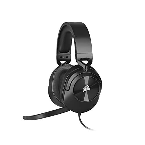 CORSAIR HS55 Stereo Gaming Headset (Leatherette Memory Foam Ear Pads, Omni-Directional Microphone, Multi-Platform Compatibility with Included Y-Cable Adapter) Carbon, Black (CA-9011260-AP)
