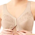 Glamorise Women's Figure MagicLift Front Close Support Full Coverage Bra, Beige, 44G US