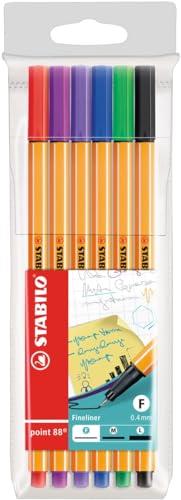 STABILO point 88 Fineliner - Wallet of 6 Assorted Colours