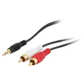 PRO2 Pro.2 2m 3.5mm Aux Stereo Jack to RCA Cable/Lead Gold Plated Plug Audio Adaptor