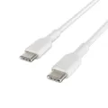 Belkin CAB003bt2MWH USB-C to USB-C Cable (USB-C Fast Charge Cable for S20, S10, Note10, Note9, Pixel 4, Pixel 3, iPad Pro, More) USB Type-C Cable (White, 2M),White
