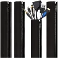 Cable Management Sleeve - 4 Cable Sleeve Cord Organizers - PC Cable Management Solution - Wires Sleeve Black