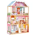 KidKraft Charlotte Wooden Dolls House with Classic Style Furniture and Accessories Included, 4 Storey Play Set for 30 cm/12 Inch Dolls, Kids' Toys, 65956