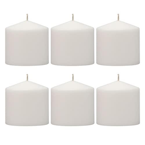 Stonebriar 18 Hour Long Burning Unscented Pillar Candles, 3x3, White, Pack of 6