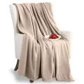 Martex Fleece Blanket Queen Size - Fleece Bed Blanket - All Season Warm Lightweight Super Soft Anti Static Throw Blanket - Beige Blanket - Hotel Quality- Blanket for Couch (90x90 Inches, Beige)