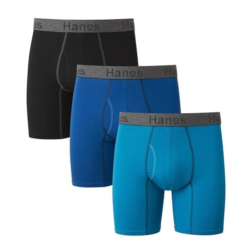 Hanes Men's Underwear Boxer Briefs or Long-Leg Boxer Briefs Pack, 3 Pack, No-Ride-Up, Stretch-Cotton Men Clothing