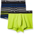 2(X)IST Evolve Men's Cotton Stretch No Show Trunk Underwear Multipack Underwear, Lime Green/Multi Stripe/Black, Medium