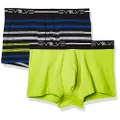 2(X)IST Evolve Men's Cotton Stretch No Show Trunk Underwear Multipack Underwear, Lime Green/Multi Stripe/Black, Medium