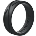 Rinfit Silicone Wedding Rings for Women - 1 Ring Pack - Comfortable Band for Active Lifestyle. U.S. Design Patent (Black. Size 6)