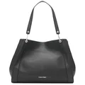 Calvin Klein Women's Ellie Novelty Large Triple Compartment Shoulder Bag, One Size, Black,silver, One Size