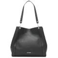 Calvin Klein Reyna Novelty Large Triple Compartment Shoulder Bag, Black/Silver Combo, Black,silver