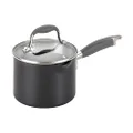 Anolon Advanced Hard Anodized Nonstick Sauce Pan/Saucepan with Straining and Lid, 2 Quart, Graphite,Grey