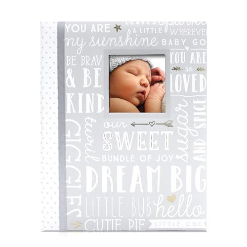 Lil Peach First 5 Years Dream Big Wordplay Baby Memory Book, Memory Journal, Gray