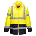 Portwest Hi Vis Classic Contrast Rain Jacket, Yellow/Navy, Large