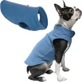 Gooby Fleece Vest Dog Sweater - Blue, Large - Warm Pullover Fleece Dog Jacket with O-Ring Leash - Winter Small Dog Sweater Coat - Cold Weather Dog Clothes for Small Dogs Boy or Girl