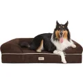 Friends Forever Memory Foam Orthopedic Dog Bed Lounge Sofa, Machine Washable Removable Cover, Premium Extra Soft Faux Suede Edition, Indoor Calming Couch Mattress with Bolster Rim, Cocoa Brown Large